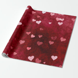 Papier Cadeau Coeurs sur l'Arrière - plan rouge