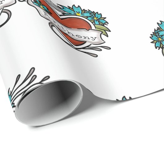 Papier Cadeau Coeurs tatoués, Graphique de tatouage Personnalisé (Coin rond)