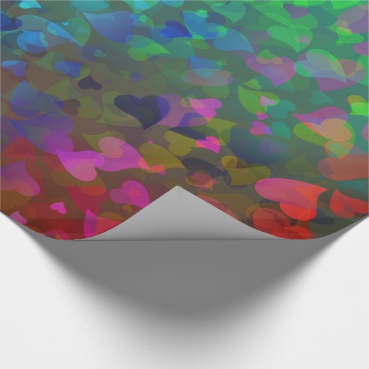 Papier Cadeau Coeurs tombants rouge et vert (Coin)