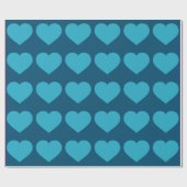 Papier Cadeau Coeurs turquoise (Plat)