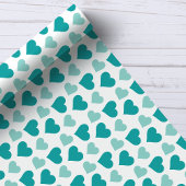 Papier Cadeau Coeurs Turquoises charmants sur papier d'enveloppe
