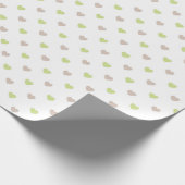 PAPIER CADEAU COEURS VERT & BRUN AVEC BLANC (Coin)