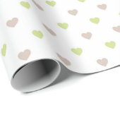 PAPIER CADEAU COEURS VERT & BRUN AVEC BLANC (Coin rond)