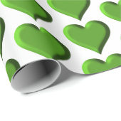 Papier Cadeau Coeurs verts (Coin rond)