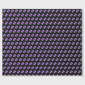 Papier Cadeau Cœurs violets battants en N&B (Plat)