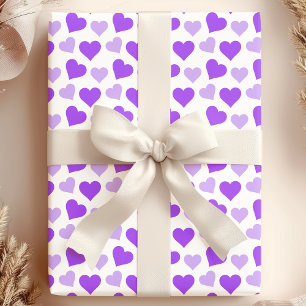 Papier Cadeau Coeurs violets de charme sur papier d'emballage bl