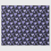 Papier Cadeau Coeurs violets sur dessin Motif noir (Plat)