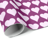 Papier Cadeau Coeurs violets violets minimes (Coin rond)