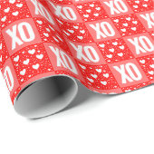 Papier Cadeau Cœurs XOXO Saint-Valentin (Coin rond)