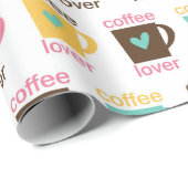 Papier Cadeau Coffee and Donut Pattern (Coin rond)