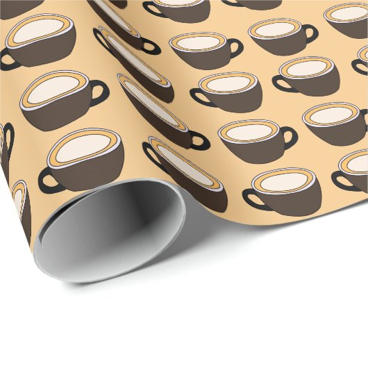 Papier Cadeau Coffee Cup Pattern (Coin rond)