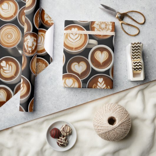 Papier Cadeau Coffee Themed Wrapping Paper (Artisanat)