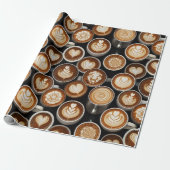 Papier Cadeau Coffee Themed Wrapping Paper (Déroulé)