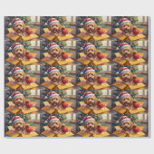 Papier Cadeau Coffret Cadeau de Noël Chien Cockapoo Surprise (Plat)