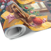Papier Cadeau Coffret Cadeau de Noël Chien Cockapoo Surprise (Coin rond)