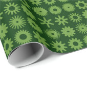 Papier Cadeau Cogs - Avocado Green sur Dark Forest Green (Coin rond)