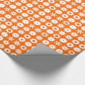 Papier Cadeau Cogs - Blanc sur Orange (Coin)