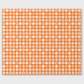 Papier Cadeau Cogs - Blanc sur Orange (Plat)