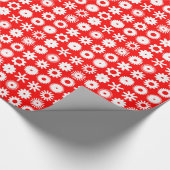 Papier Cadeau Cogs - Blanc sur rouge (Coin)