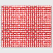 Papier Cadeau Cogs - Blanc sur rouge (Plat)