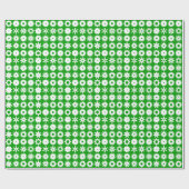 Papier Cadeau Cogs - Blanc sur vert d'herbe (Plat)