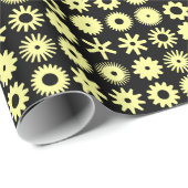 Papier Cadeau Cogs - Chalk jaune sur noir (Coin rond)