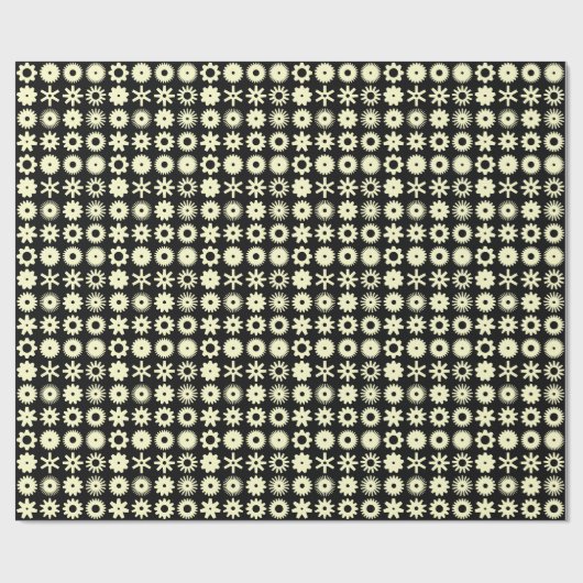 Papier Cadeau Cogs - Jaune pâle sur Noir (Plat)