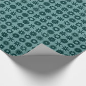 Papier Cadeau Cogs - Moss foncé vert sur Ocean Green (Coin)