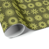 Papier Cadeau Cogs - Olive sur olive foncé (Coin rond)