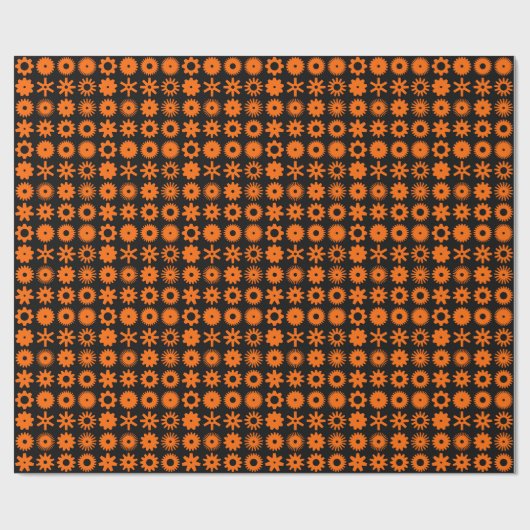 Papier Cadeau Cogs - orange sur noir (Plat)