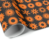 Papier Cadeau Cogs - orange sur noir (Coin rond)