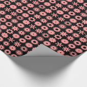 Papier Cadeau Cogs - Rose doux sur Noir (Coin)