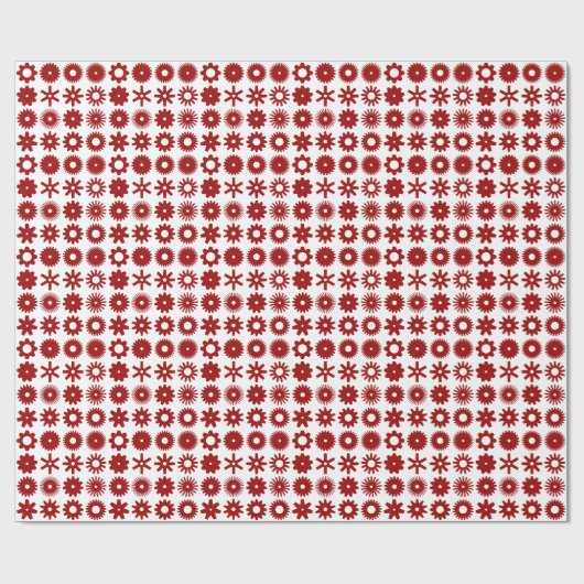 Papier Cadeau Cogs - Rouge rubis sur blanc (Plat)
