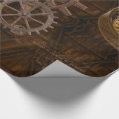 Papier Cadeau Cogs Steampunk, Gears & World Globe Design (Coin)