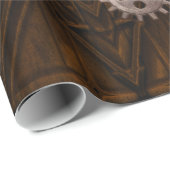 Papier Cadeau Cogs Steampunk, Gears & World Globe Design (Coin rond)