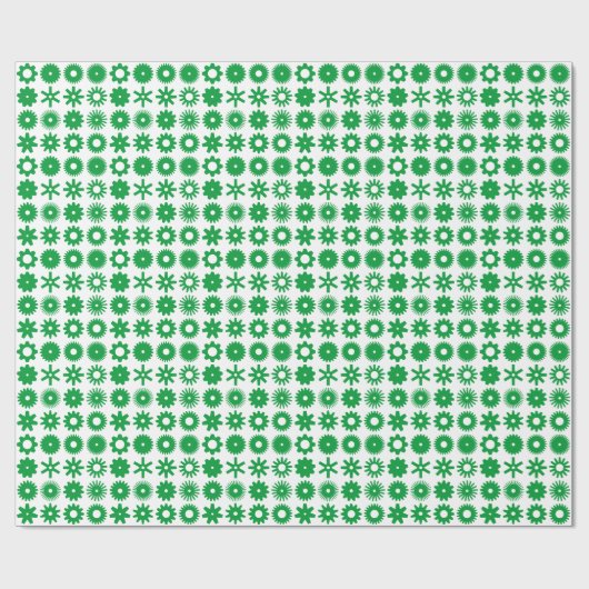 Papier Cadeau Cogs - Vert d'herbe sur blanc (Plat)