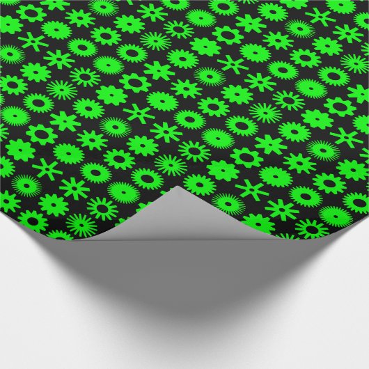 Papier Cadeau Cogs - Vert sur Noir (Coin)