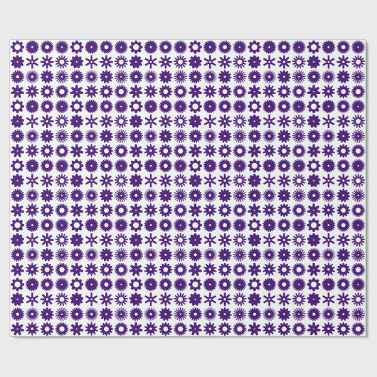 Papier Cadeau Cogs - Violet profond sur blanc (Plat)