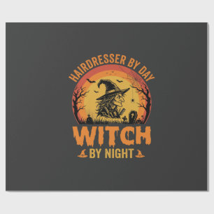 Papier Cadeau Coiffeur de jour Sorcière de nuit Design Halloween