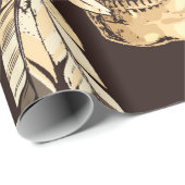 Papier Cadeau Coiffure Amérindienne Tirée À La Main Avec H (Coin rond)