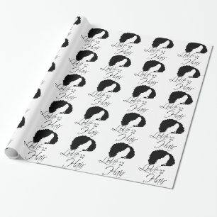 Papier Cadeau Coiffure noire naturelle L'amour est dans les ch