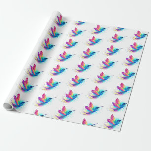 Papier Cadeau Colibri arc-en-ciel exotique