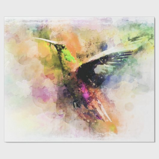 Papier Cadeau Colibri d'aquarelle (Plat)