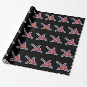 Papier Cadeau Colibri de Nazca Pérou Dessin sur fond noir