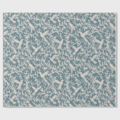 Papier Cadeau Colibri feuillage bleu vintage (Plat)