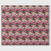 Papier Cadeau Colibri qui éclate dans une tulipe rose (Plat)