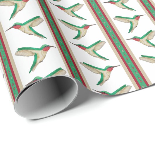 Papier Cadeau Colibri rayé (Coin rond)