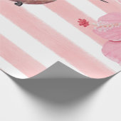 Papier Cadeau Colibri. Rose et Blanc. (Coin)