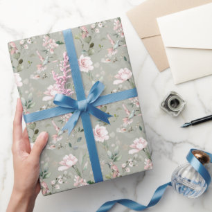 Papier Cadeau Colibri rose Floral Garden