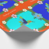 Papier Cadeau Colibris colorés. Orange. (Coin)